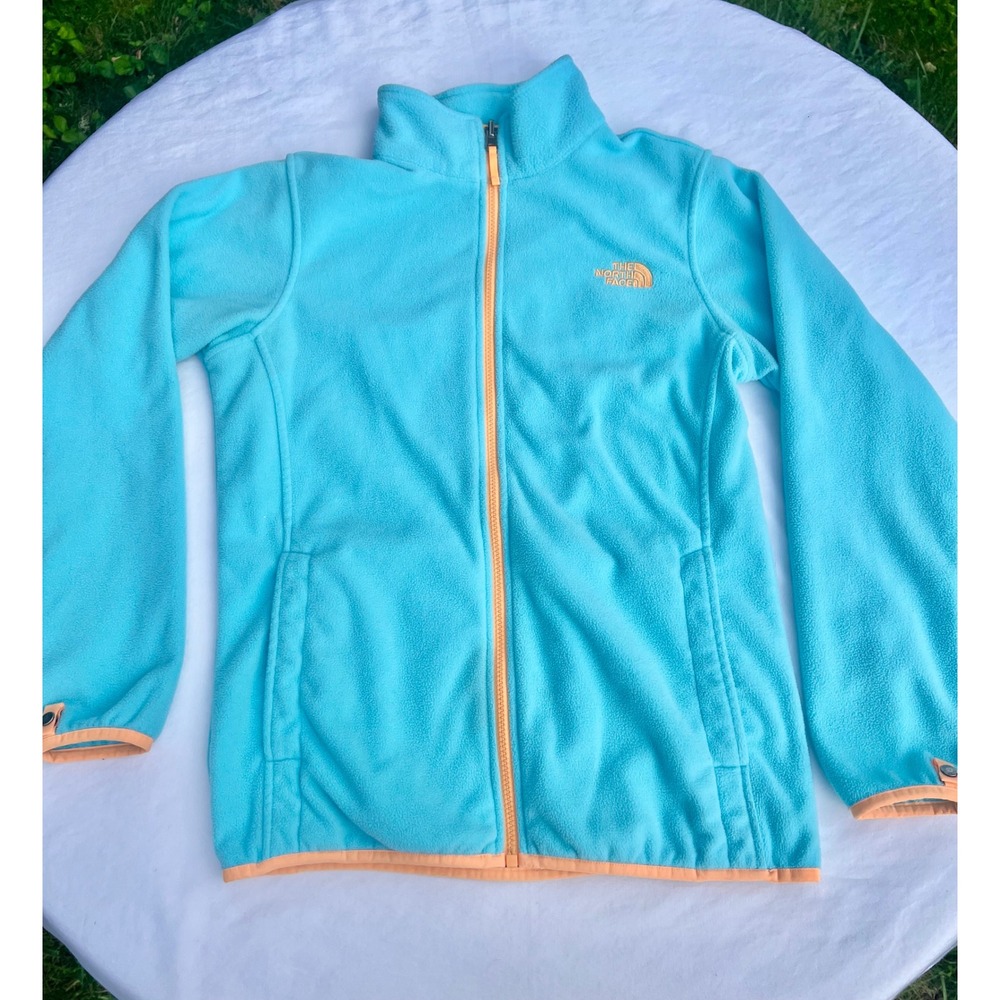 The North Face Girls XL 18 TKA 100 Glacier Full Zip Fleece Jacket Blue Orange